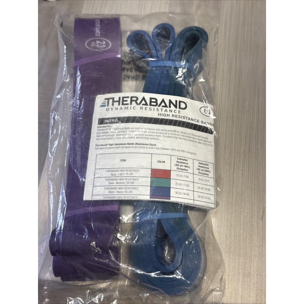 THERABAND Resistance Bands Set, Advanced Kit, Blue, Purple, Non-Latex Elastic